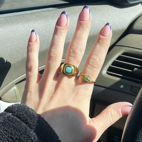 New! “Addie” Chunky Gold/Turquoise Ring - Picture 3 of 7